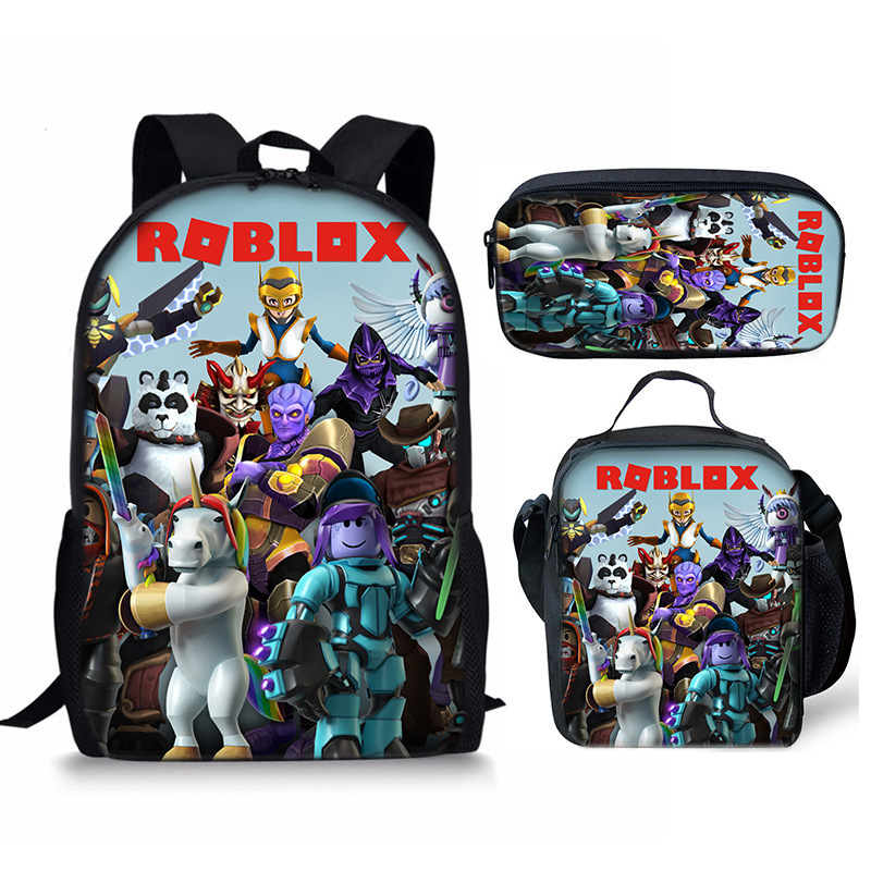 3D 新製品 Roblox 学生スクールバッグ ランチバッグ ペンシルバッグ Roblox プリント バックパック 3 点セット|undefined