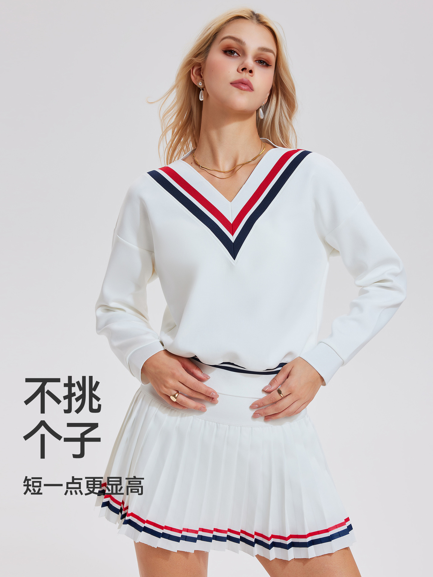 Caijue transfronterizo amazon camiseta deportiva femenina estilo americano retro relajado mangas largas de cuello en V de bádminton ropa de tenis femenina