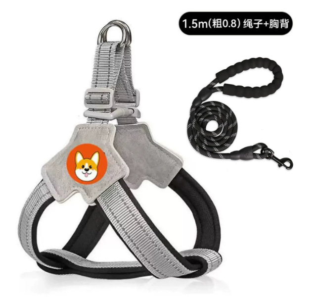 Upgraded anti-escape [black] harness + 1.5m black leash / S [recommended weight 3-6kg]