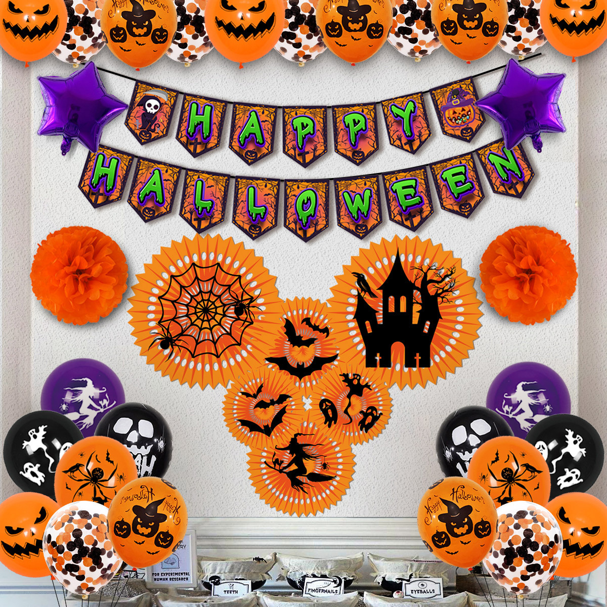 Nueva FIESTA DE Halloween decoración globo combinación cráneo calabaza globo fantasma fiesta Halloween globo traje