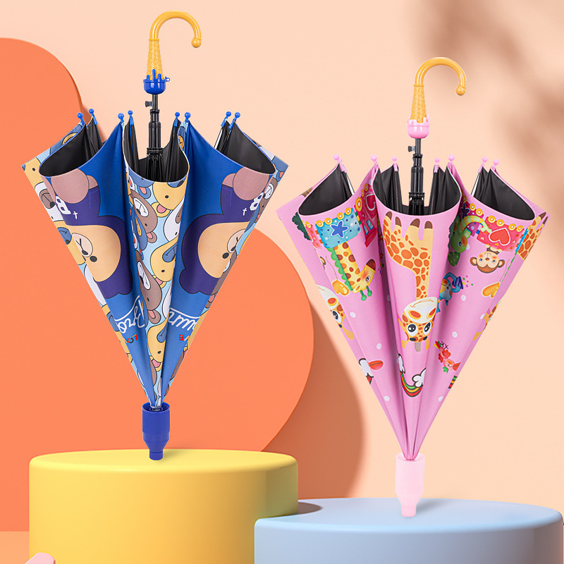 Children's Umbrella Girls Boys Elementary School Children's Straight Bent Long-handle Umbrella Sunny Umbrella Dual-use Toddler