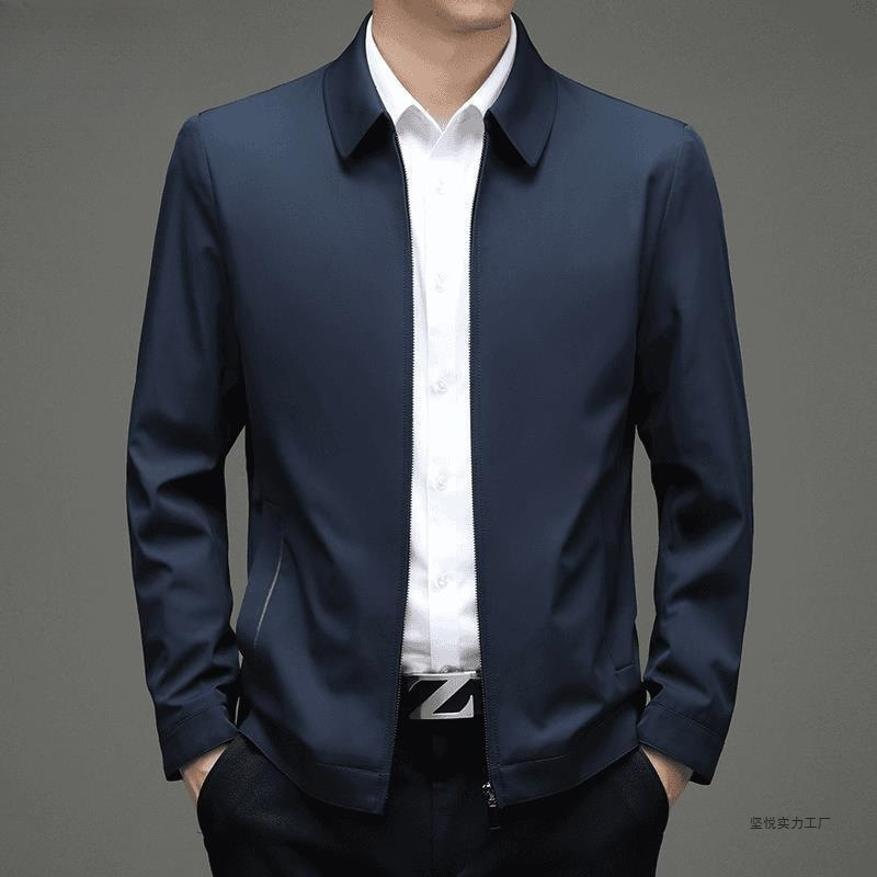 Middle-Aged Men's Business Casual Jacket 2026 Spring and Autumn Season Public Servant Coat with Lapel, Comfortable and Simple Executive Jacket
