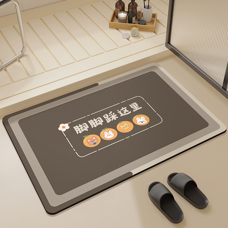 漫画のバスルームフロアマットは吸水性と速乾性があり、家庭用珪藻泥滑り止めフットマットは汚れにくく、滑りにくくお手入れが簡単です。|undefined