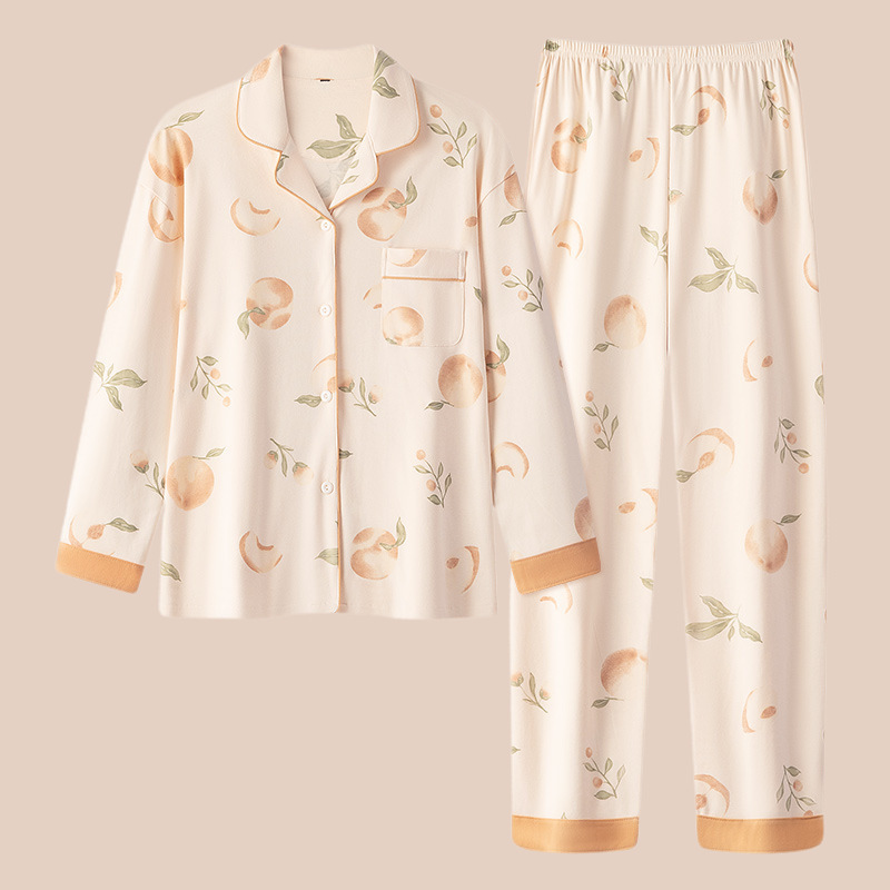 Nuevo algodón madres pijamas mujeres de otoño primavera y otoño de manga larga tamaño grande delgado se puede usar fuera conjunto de ropa de casa