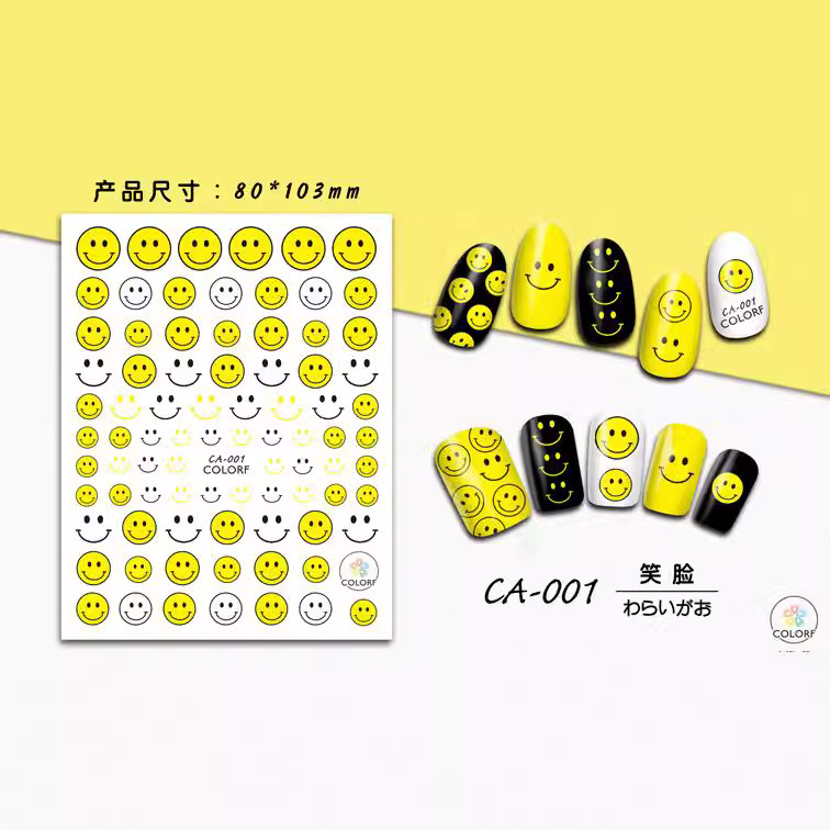 Cross-border nail stickers Japanese ultra-thin facial cartoon smiley face stickers watercolor cat adhesive nail stickers CA001-10