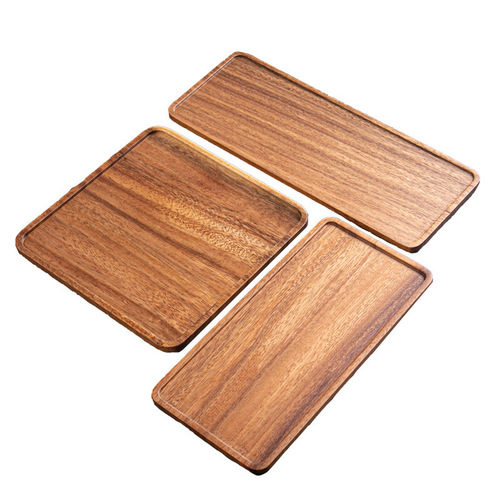 Walnut Rectangle Tray Japanese Style Serving Tray Household Living Room Dry Tea Tray Solid Wood Tray Hotel Tableware Commercial Plate
