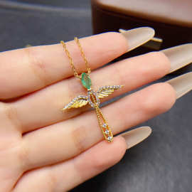 跨境专供天然祖母绿S925项链4*8mm珠宝首饰手链女生配饰工厂