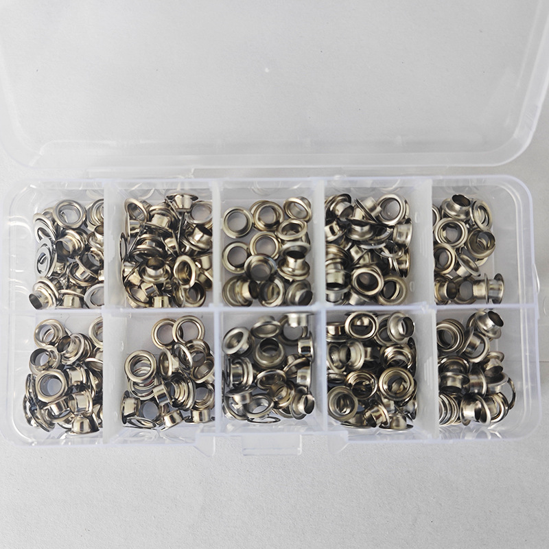 5mm 10mm hebilla de ojo de pollo hebilla de ojo de aire conjunto de herramientas de instalación alicates de presión manual 200 juegos de botones con punzón transfronterizo