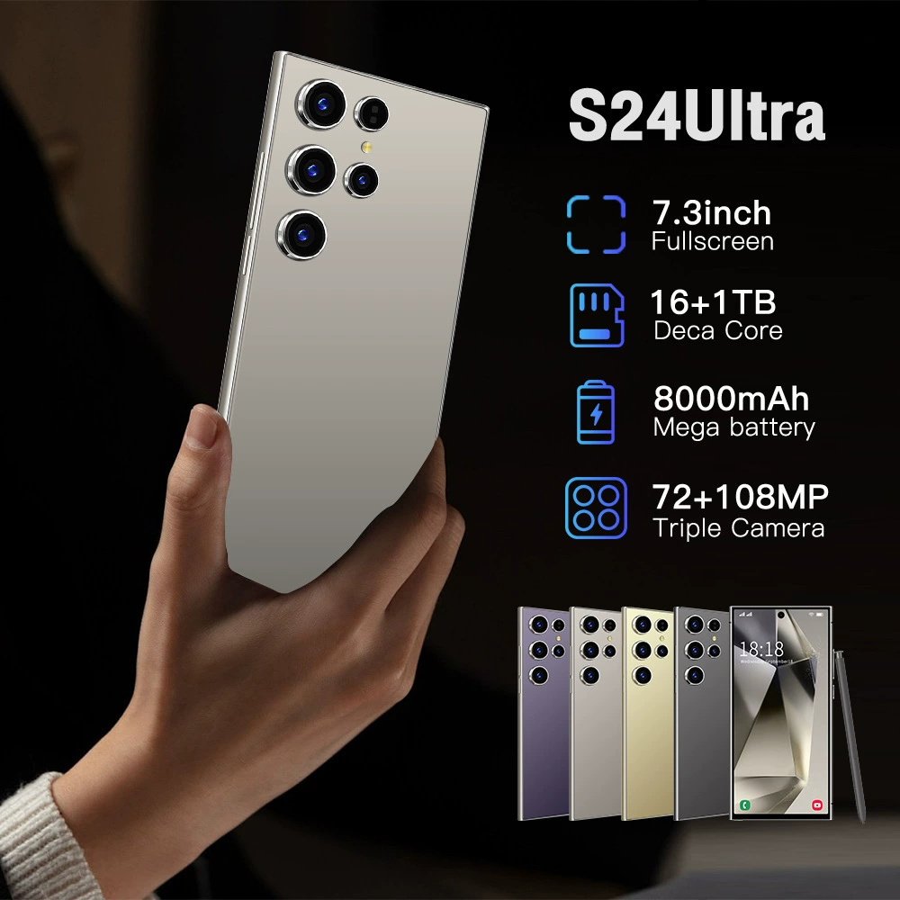 Смартфон S24 Ultra, 7.3" дисплей, аккумулятор 8000 мАч, камера 72+108 МП