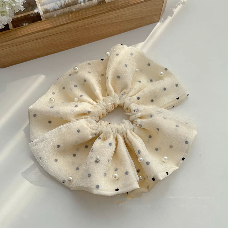 Primavera y verano, esbeltas nubes de color crema francesa de alta calidad, lazo para el cabello grande, cola de caballo, lazo de intestino grueso, tocado, flor para la cabeza