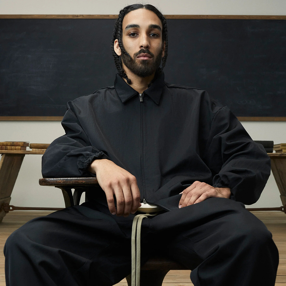 24FW nuevo FOG ESSENTIALS letras pegatinas bordadas bordadas collar chaqueta de collar de hebilla de una sola fila