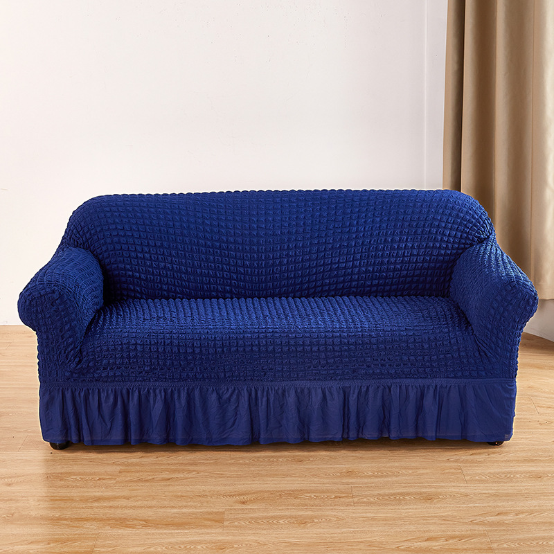 Cross-border Seersucker falda sofá cubierta combinación traje de color sólido todo incluido cubierta elástica sofá cubierta protectora cuatro estaciones Universal