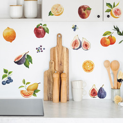 外貿熱帶彩繪水果廚房餐廳玄關宿舍家居裝飾牆貼貼紙自粘批發跨境