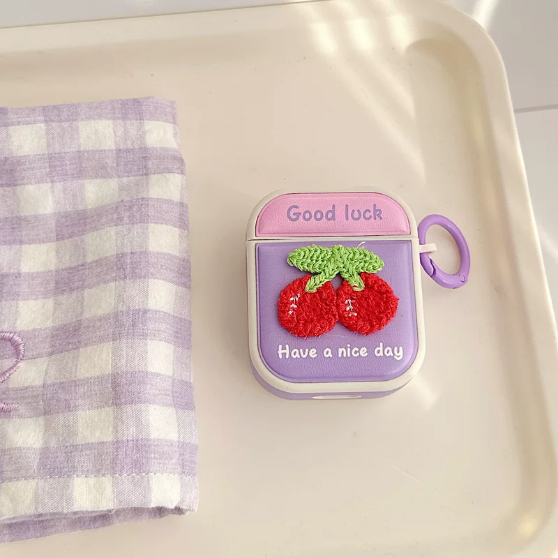Knit cherry cherry suitable for Apple AirPods4 headset shell PRO second -generation iPod wireless Bluetooth all -inclusive soft shell