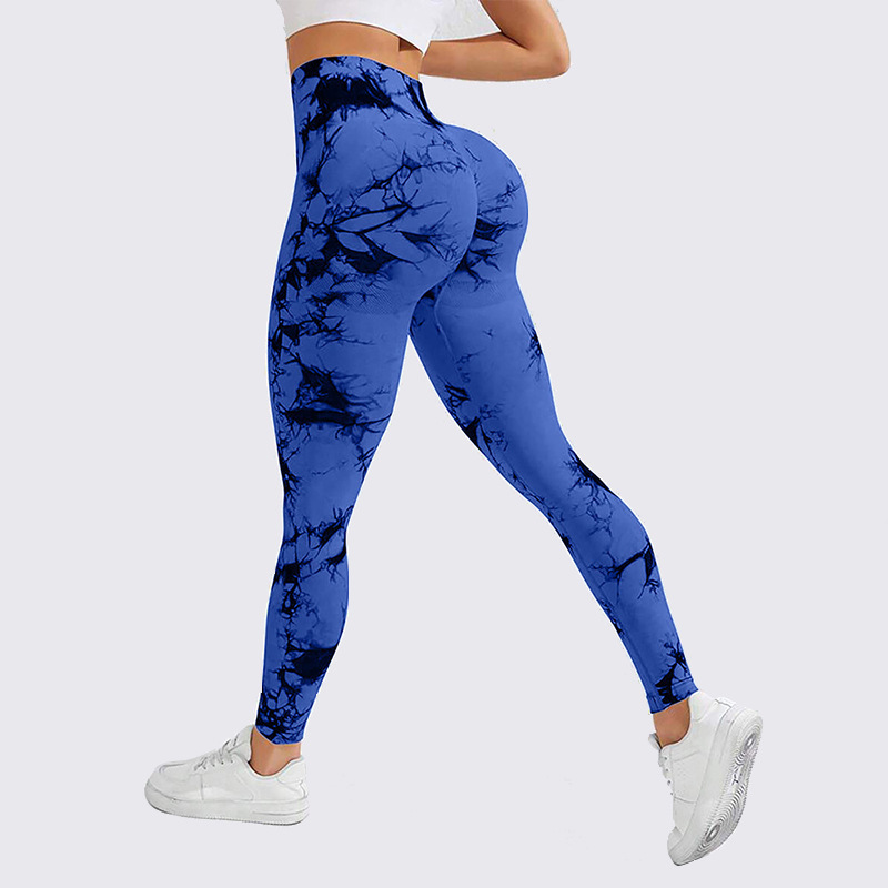 Tie Dye High-Waisted Women's Yoga Pants Breathable Sweat-Wicking Peach Fitness Cropped Sports Tights_desvips.com