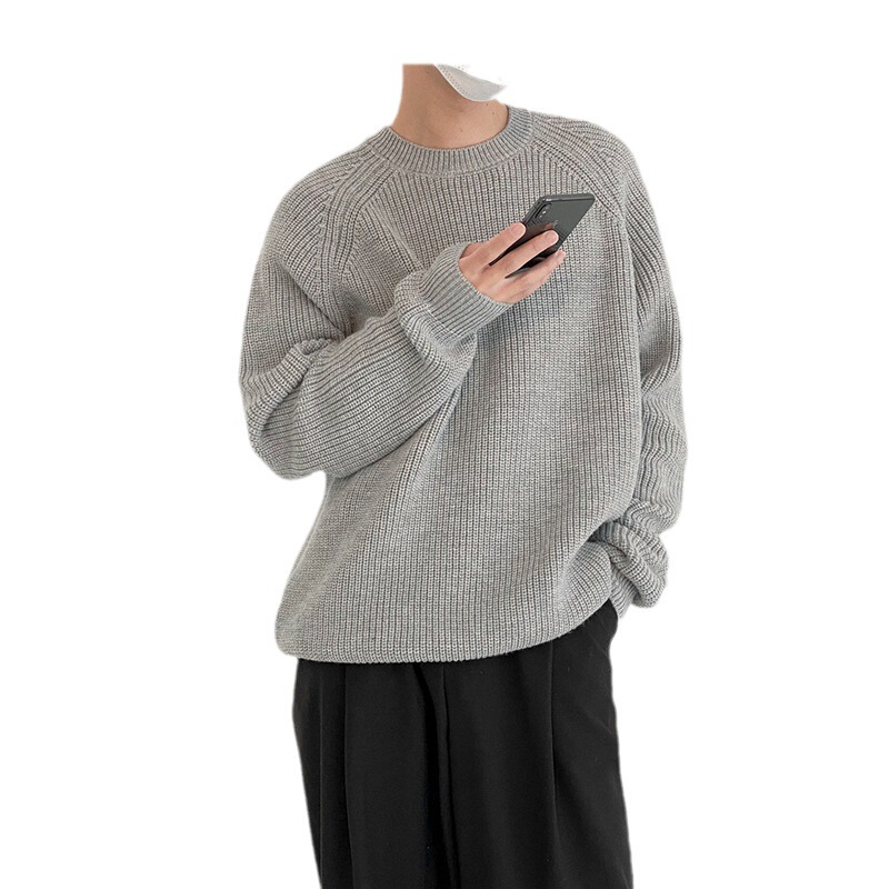 High-grade sweater men's loose lazy casual all-match pullover thickened sweater autumn and winter round neck Korean style trendy