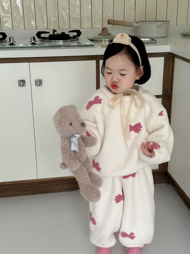 Winter New Children's Cloud Cotton Cartoon Homecoming Set Baby Thick Pajama Set for Maichang Season 