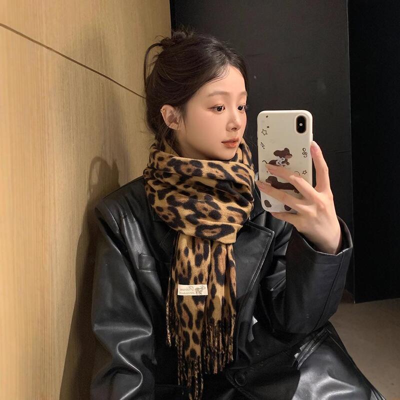 ZARA Vintage Leopard Print Imitation Cashmere Tassel Scarf Women's Winter 2025 New Style Spice Girls Shawl Thickened Warm Neck