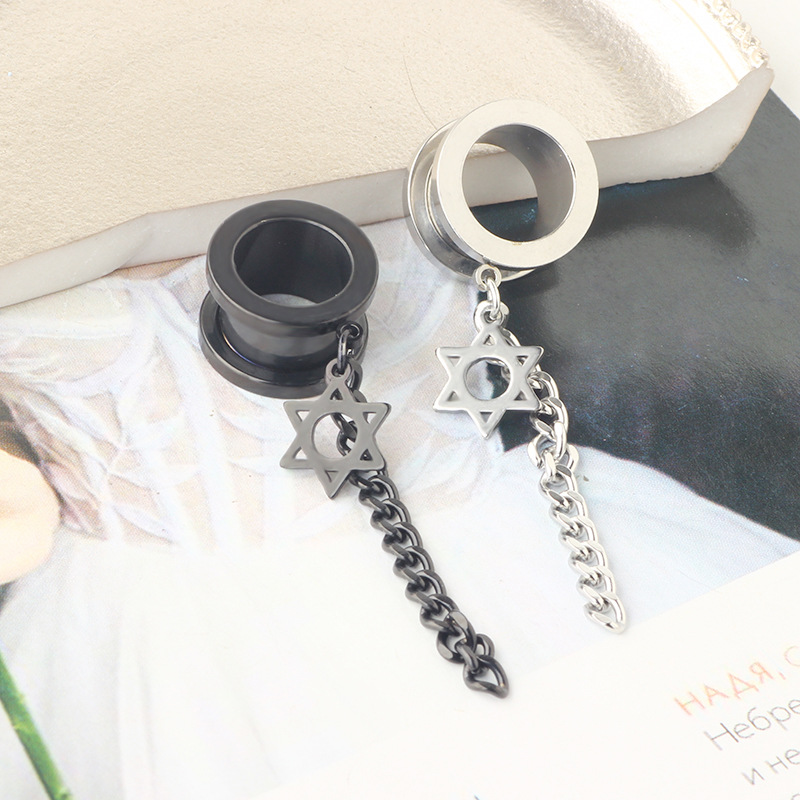 Spiral Star Chain Pendant Ear Auger Popular Piercing Earrings Black 25mm detail image 8