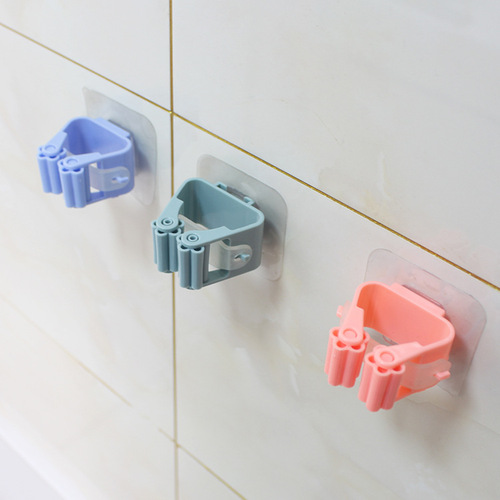 No punching and traceless mop rack storage mop hook bathroom bathroom wall-mounted broom hanger mop clip
