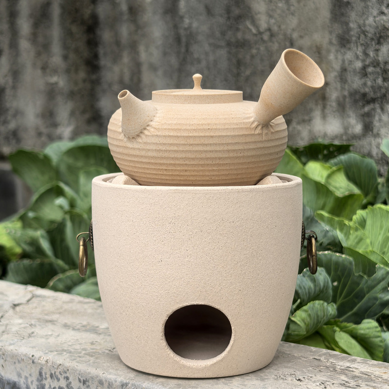Heat-Resistant White Clay Charcoal Stove with Side-Handle Ceramic Kettle, Water Boiling Pot, Fire Stove, Tea Brewing Stove, Outdoor Tea Set Heat-Resistant White Clay Charcoal Stove with Side-Handle Ceramic Kettle, Water Boiling Pot, Fire Stove, Tea Brewing Stove, Outdoor Tea Set