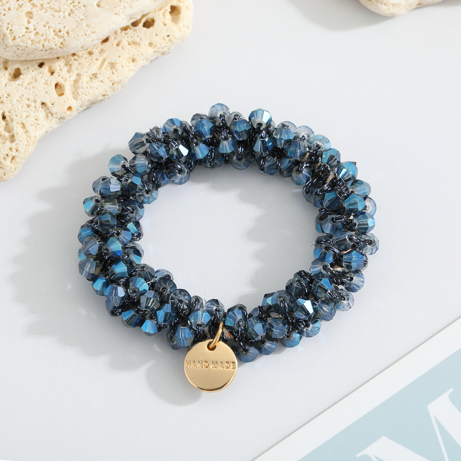 10g Weight Travel Occasion Geometric Pattern Women'S Gender Grey, White, Blue, Yellow, Black Color Korean Multicolor Crystal Pearl Hair Tie Simple Hair Rope Hair Accessories 8
