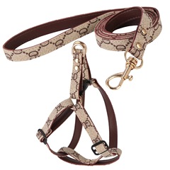Trend brand new floral leather pet supplies adjustable cute pet chest and back harness set wholesale for dogs and cats