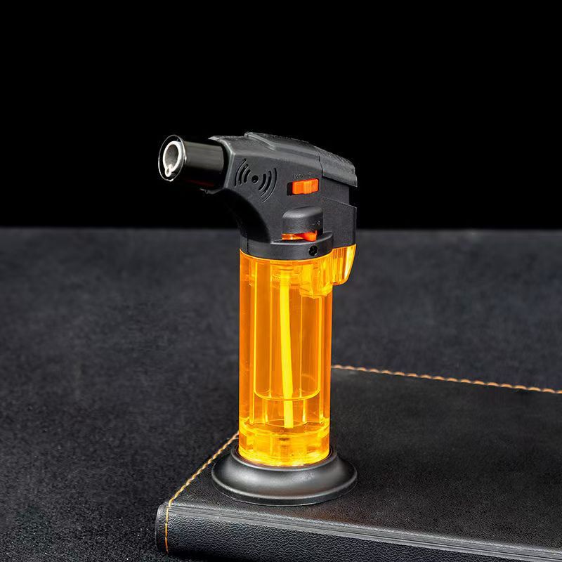 透明なストレート火炎銃ロック可能な火災防風インフレータブルライター卸売灸灸点火ライター|undefined