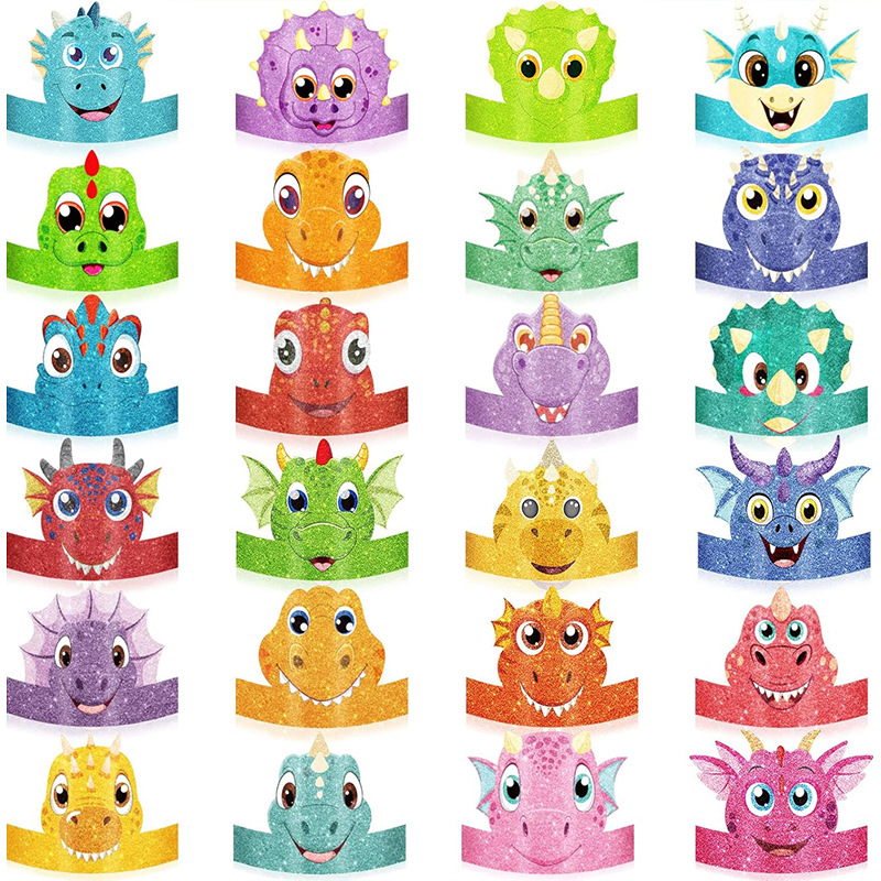 48Pcs Dinosaur Party Paper Hat Children's Party Decoration Paper Hat Festival Photo Props Animal Party Decoration Props