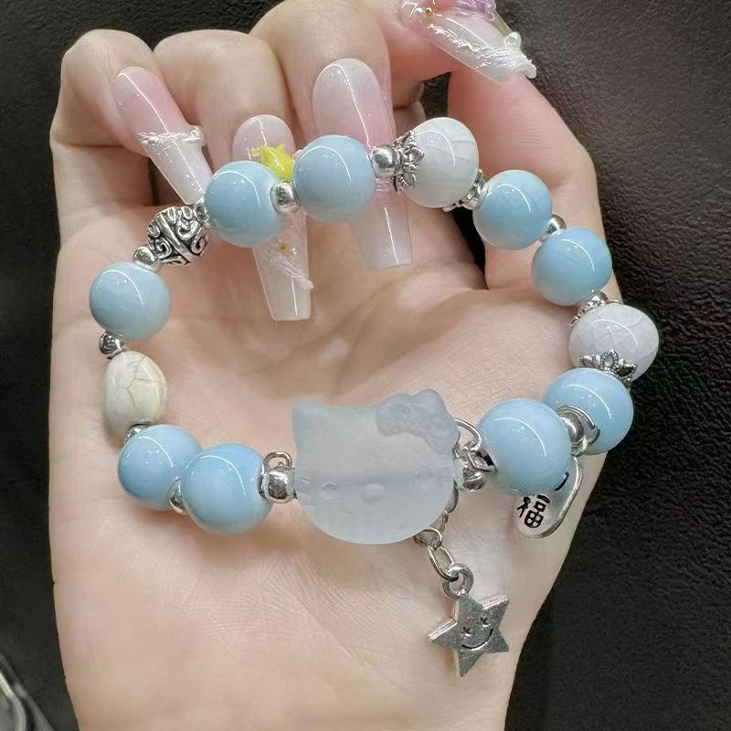 Super Fairy Butterfly Bracelet ins Niche Silver Butterfly Bracelet for Best Friends High-value Gifts with Flowers and Coloured Glaze Beads