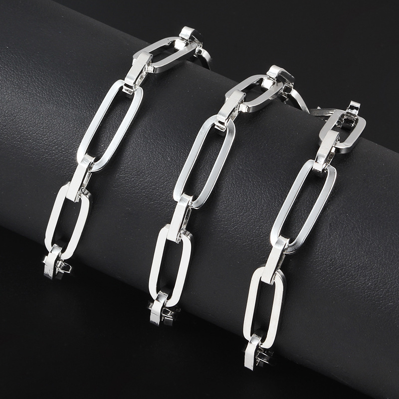 不锈钢扁椭圆十字链饰品链条 DIY项链手链颈链时尚小众轻奢风链子