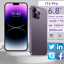 新款跨境I14 Pro手机6.8寸16+1TB内存真4G一体机网络外贸安卓手机