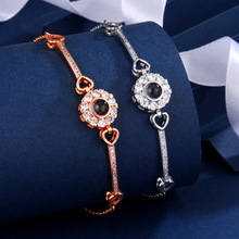 跨境新款太阳花手镯欧美流行时尚 100种语言我爱你高清投影手链女