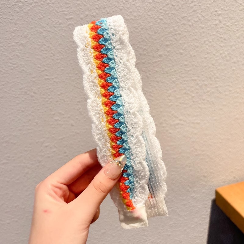 Flor francesa de punto velcro cinta de cabello para adultos fresa de cabello acabado artefacto de la niña cabello fija banda de cabello tocado