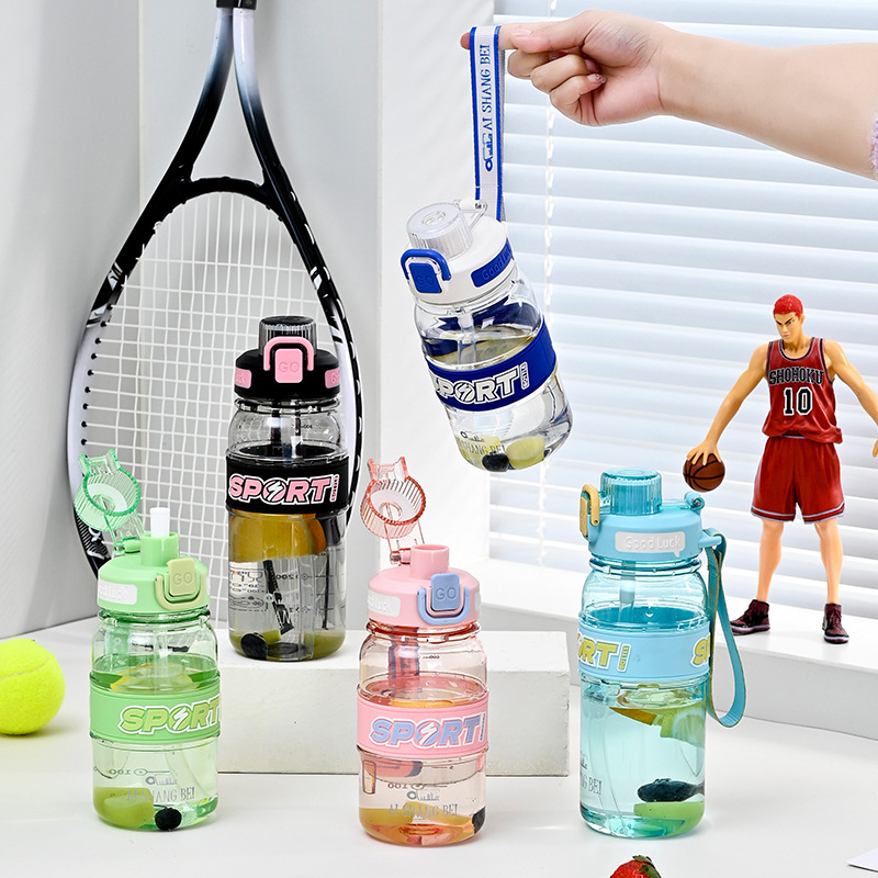 Taza de moda colorida de gran capacidad de taza espacial de color gradiente de taza de agua deportiva al aire libre con tapa de rebote de paja de taza de agua