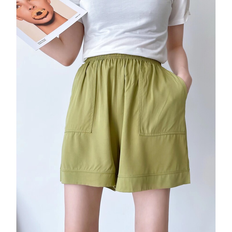 Cotton Silk Shorts for Women 2025 Summer Thin High-Waisted Loose Large Size Pure Color Artificial Cotton Wide-Leg Pants Casual Pants