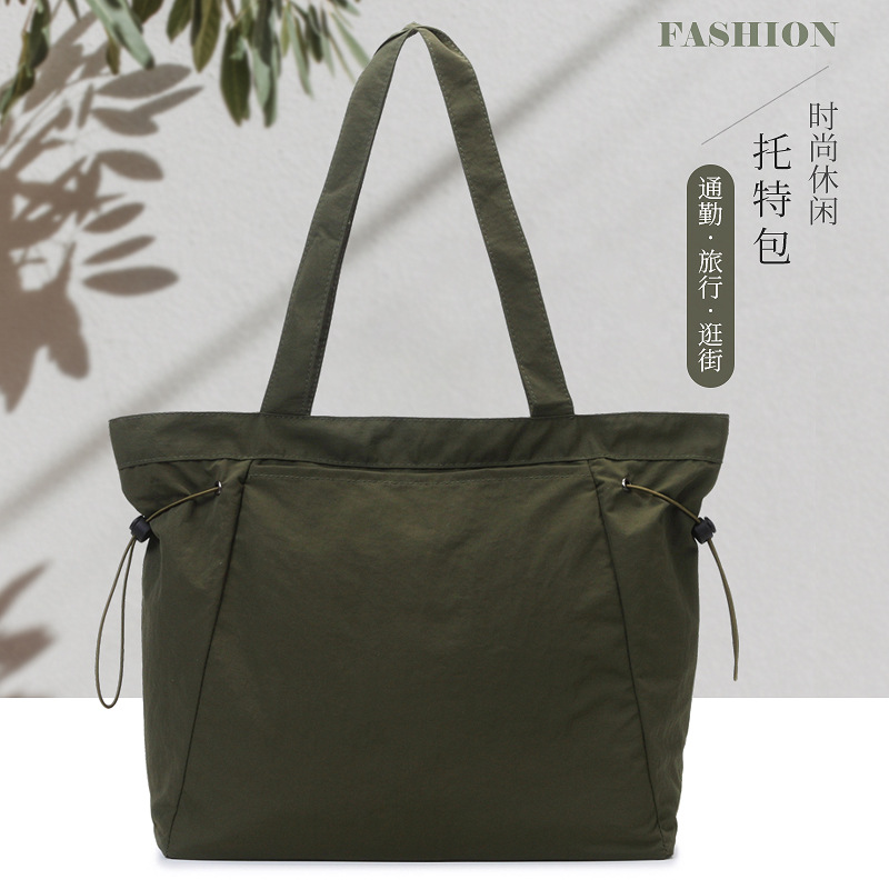 LULU Women's Nylon Shoulder Tote Bag Large Capacity Underarm Bag New Simple Shopping Bag Lightweight Casual Commuter Bag