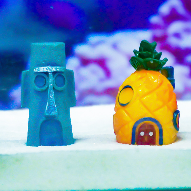 Mini acuario berserk completo, adorno sumergido, casa de piña de dibujos animados, PVC, no se puede romper, tanque de evitación de peces y camarones de acuario