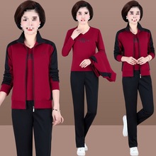 中老年女装运动服套装春秋新款卫衣三件套中年妈妈装宽松女跑步服