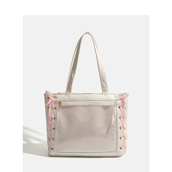 CDIWRI & KARI Official genuine goods Girl Hand Carrying Ribbon Pain Bag Casual Commuting Large Capacity Portable Tote Bag