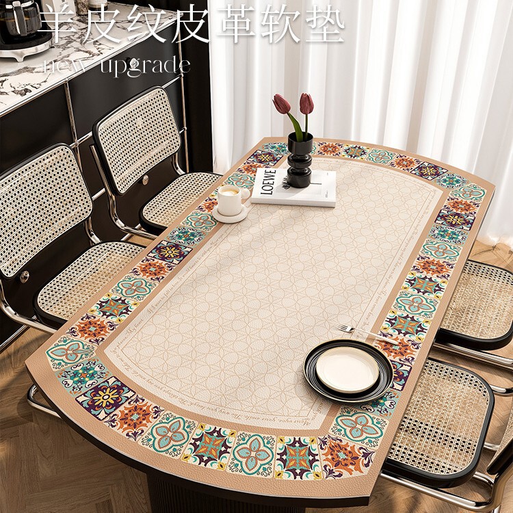 American-Style Retro High-End Oval Tablecloth, Foldable, Retractable, Waterproof, Oil-Proof, Scald-Proof, Wash-Free Coffee Table