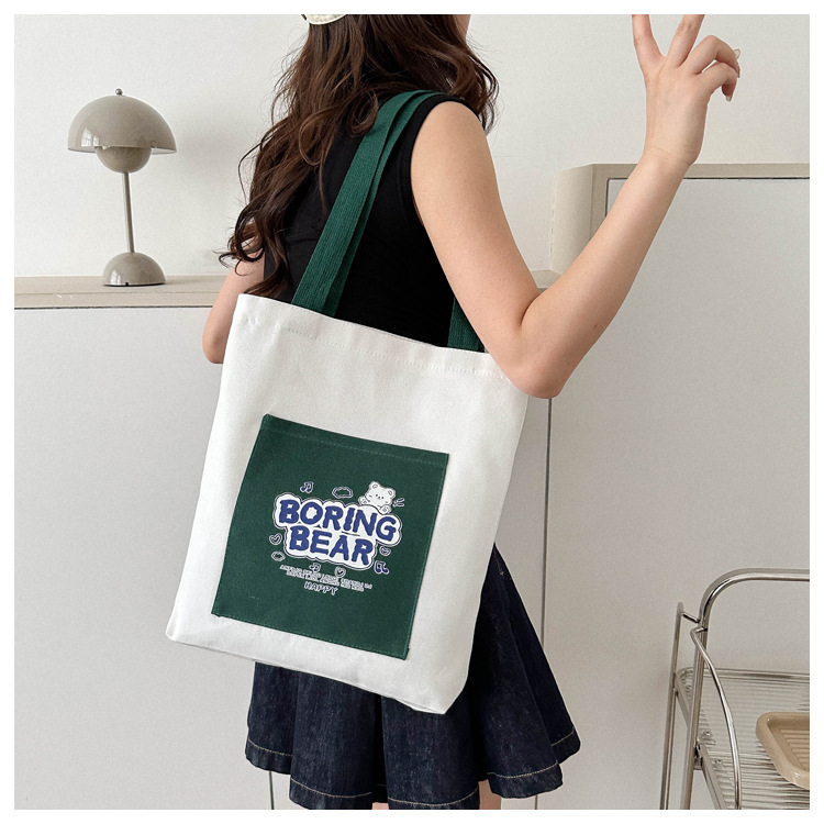 Wholesale of 2025 new casual and fashionable canvas bags, large-capacity single-shoulder bags for college students' shopping, and trendy tote bags undefined