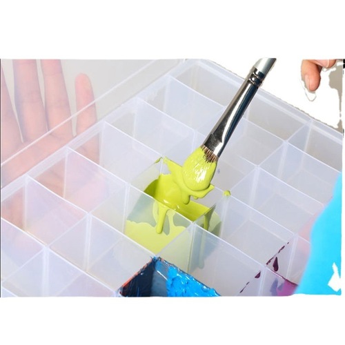 Factory-Supplied Haozhe Brand Increased and Deepened 36-Grid Transparent Watercolor and Gouache Palette Folding Part Storage Box Color Mixing Box