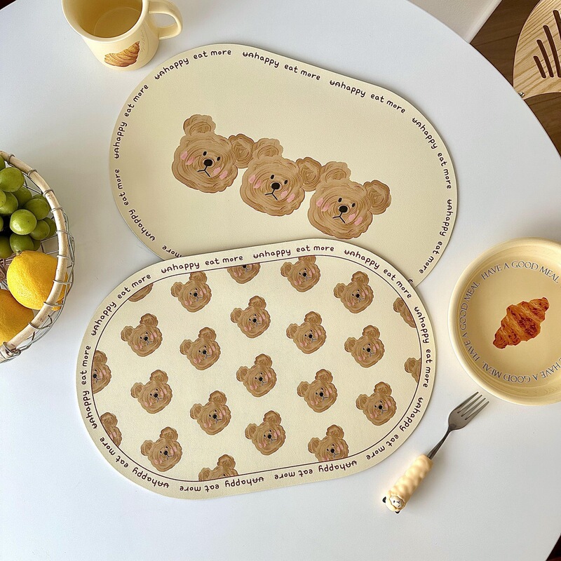 New ins Korean-style cute bear placemat heat insulation mat children's table mat placemat plate mat anti-scalding waterproof mat wholesale
