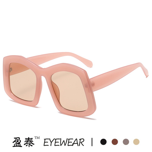  New European and American Fashion Large Frame Sunglasses Cross-border Personalized Candy Color Trend Internet Celebrity Street Photography Sunglasses for Women