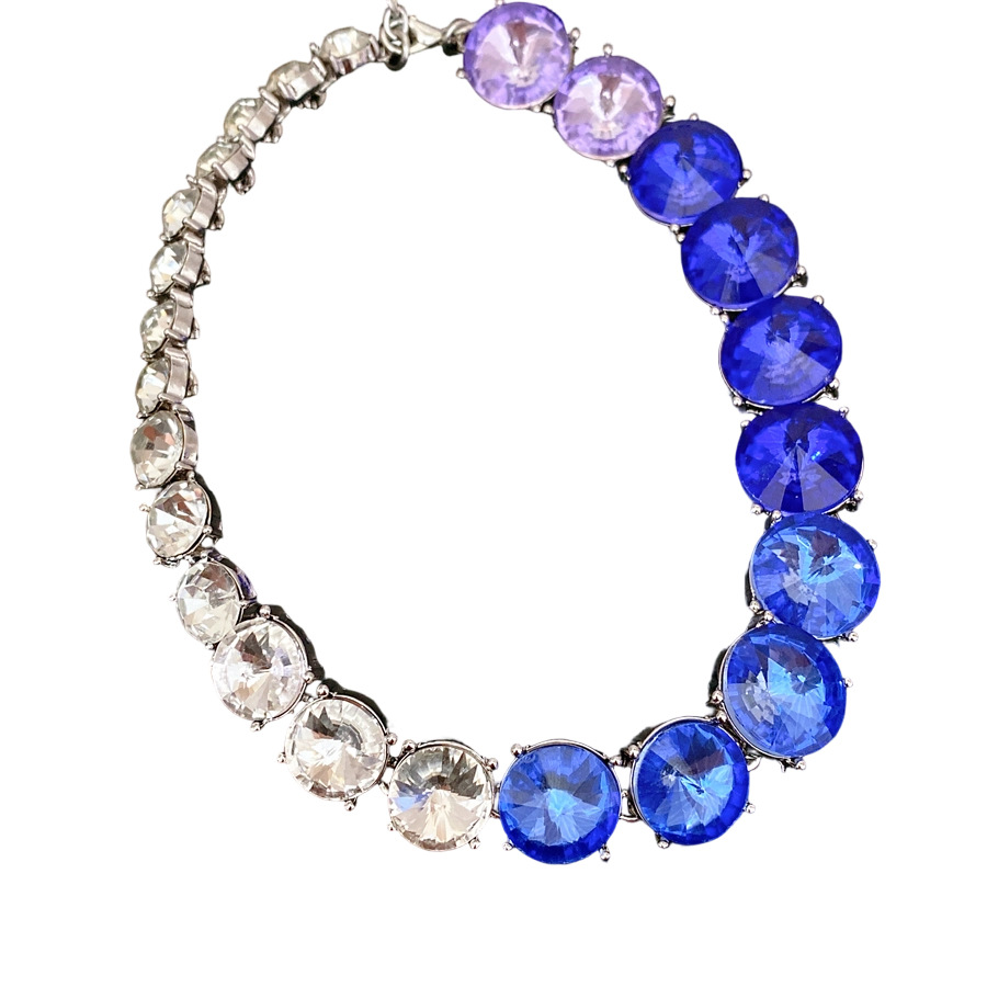 Collar ajustable de diamante redondo gradiente ligero de lujo nicho cadena de clavícula personalidad estilo de moda conjunto de joyería