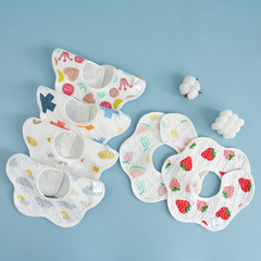 嬰兒棉圍嘴口水巾360防水吐奶圍兜新生兒童花瓣圍脖飯兜寶寶圍嘴