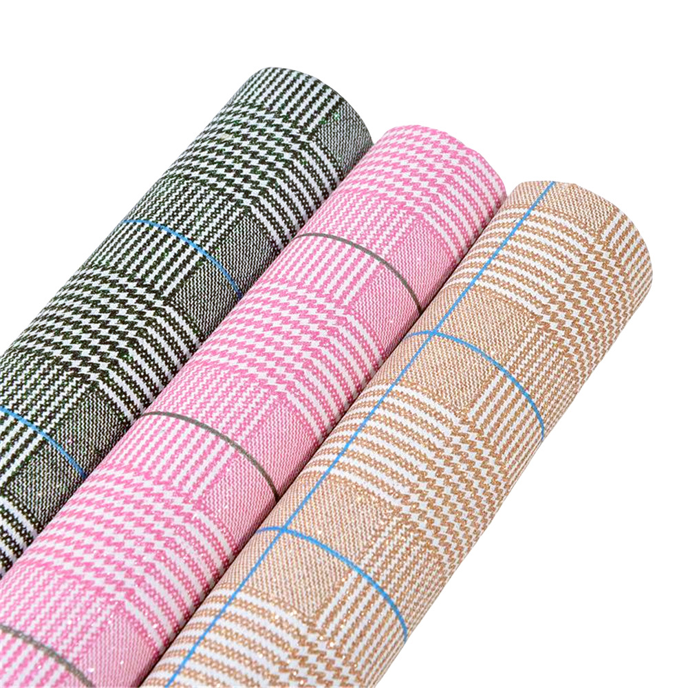 闪粉千鸟格仔弹力格利特柔软印花箱包手袋特殊鞋材金葱装饰面料