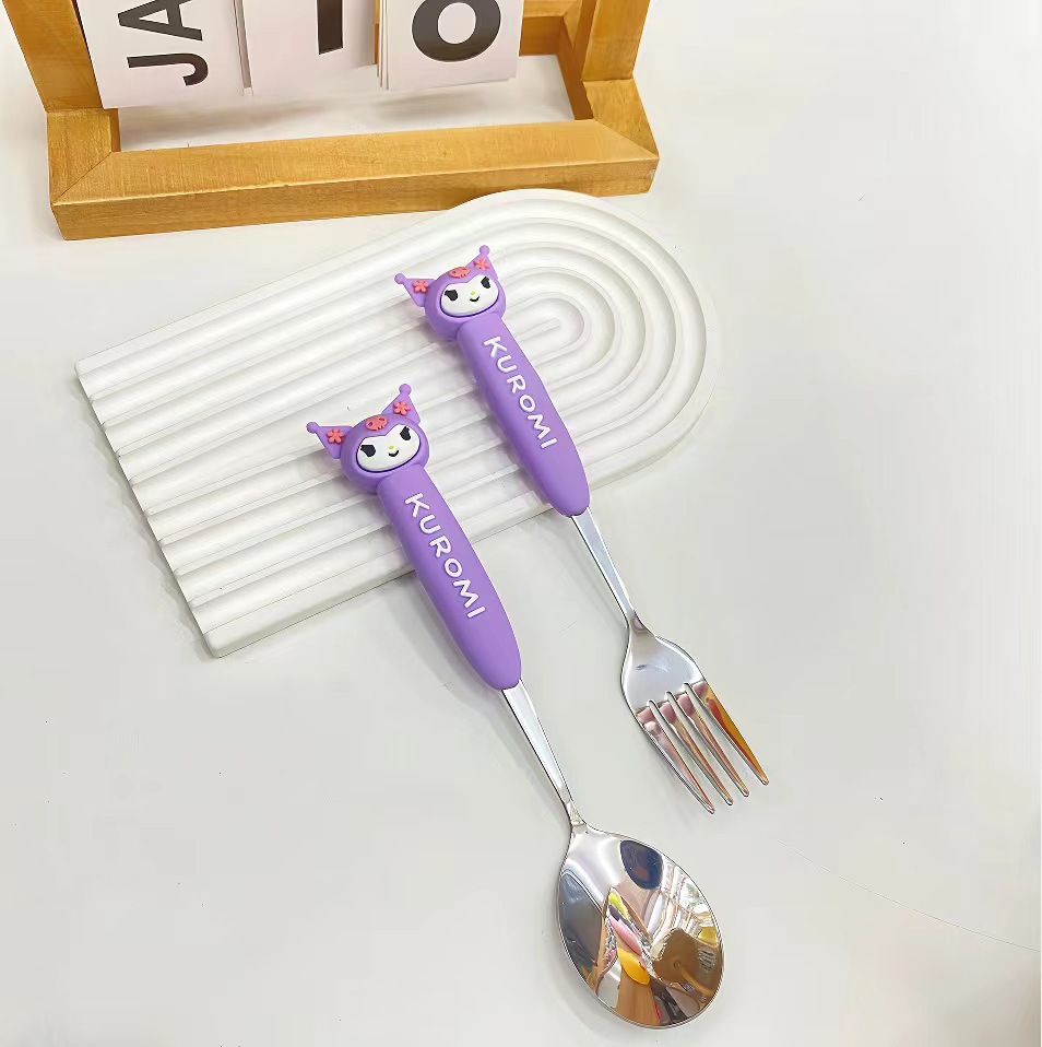 304 stainless steel fork and spoon set, Sanrio children's baby student lunch utensils stainless steel spoon and fork