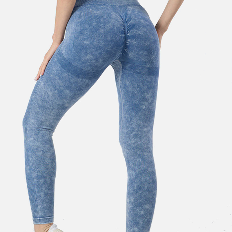 2024 comercio exterior europeo y americano sin costura lavado sexy pantalones de yoga melocotón cadera deportes fitness pantalones leggings de mujer